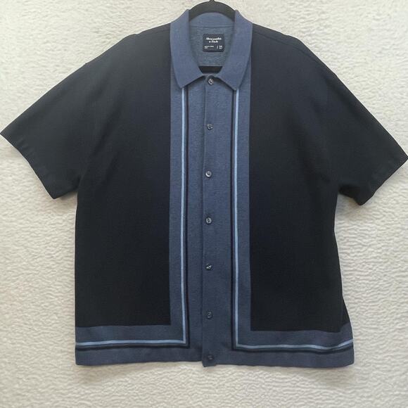 Abercrombie & Fitch Other - Abercrombie and Fitch Shirt Mens 2XL Blue Button Front Knit Retro Style Grandpa